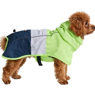 All-Weather Dog Raincoat in Neon White and Navy, Adjustable Fit for Sizes M-4XL