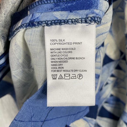Tommy Bahama Camp Hemd Herren XL Blau Blumen Seide Kurzarm Hawaii Urlaub - Bild 5 von 7