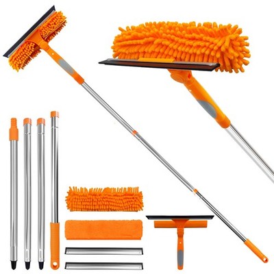 3 Pack 100 Inch Window Cleaner Squeegee Kit, Rotatable Squeegee and Scrubber ...
