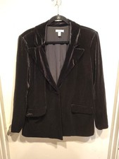 Cara Santana X Nine West Women's Black Velvet One Button Blazer Jacket XL Career