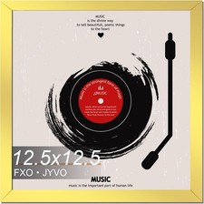 Vinyl Record Frame for the Wall Display Album Cover, Gold 12.5 x 12.5 Frame for