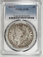 1883 S PCGS AU 50 Morgan Silver Dollar ☆☆ Almost Uncirculated ☆☆ 970