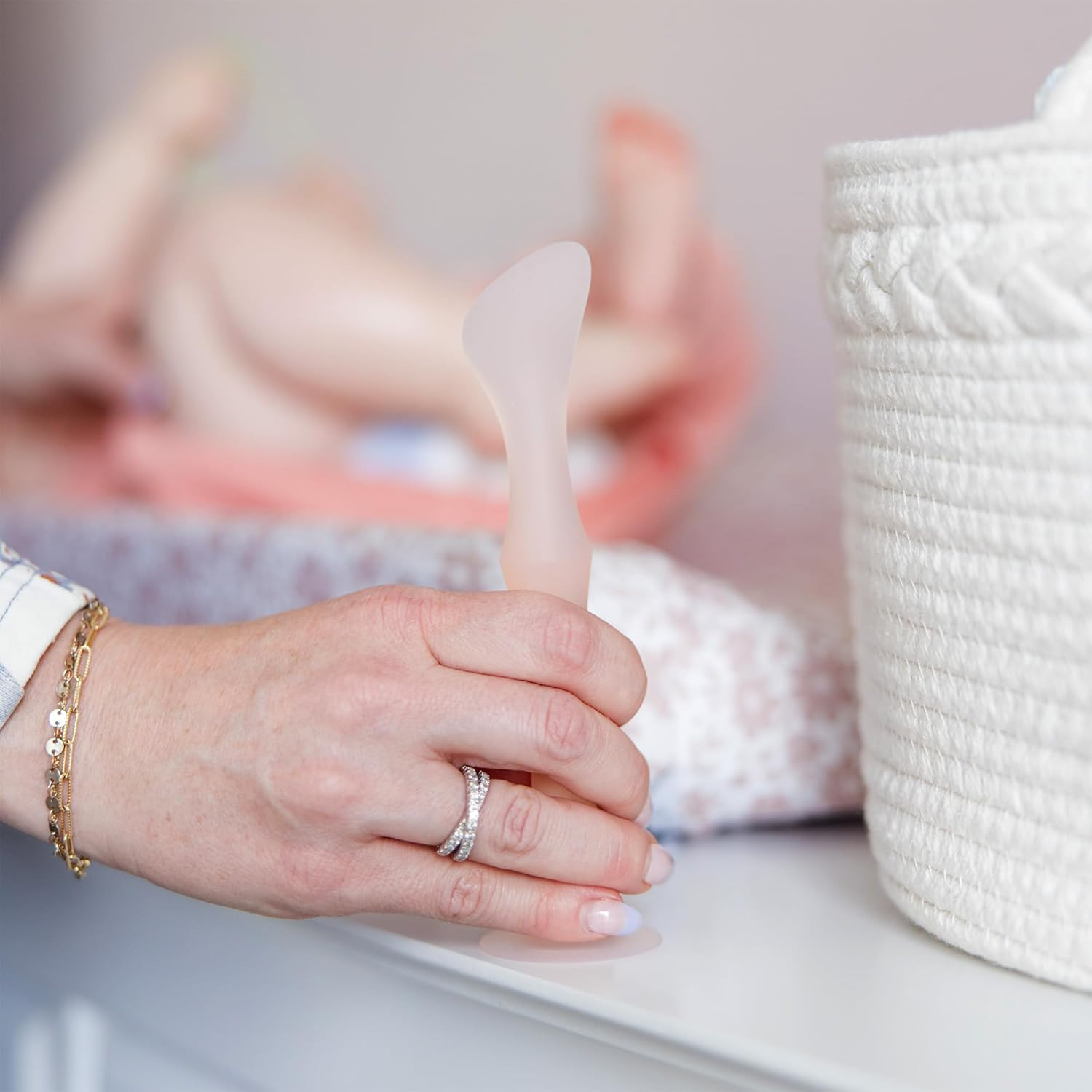 Diaper Rash Cream Applicator with Suction Base | Soft Silicone Lotion Brush | Bu