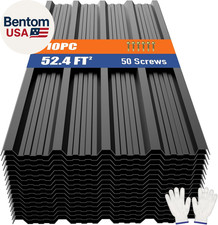 Metal Roofing Panels 10Pcs 52.4 Ft , Black Corrugated Galvanized Steel Roof Pane