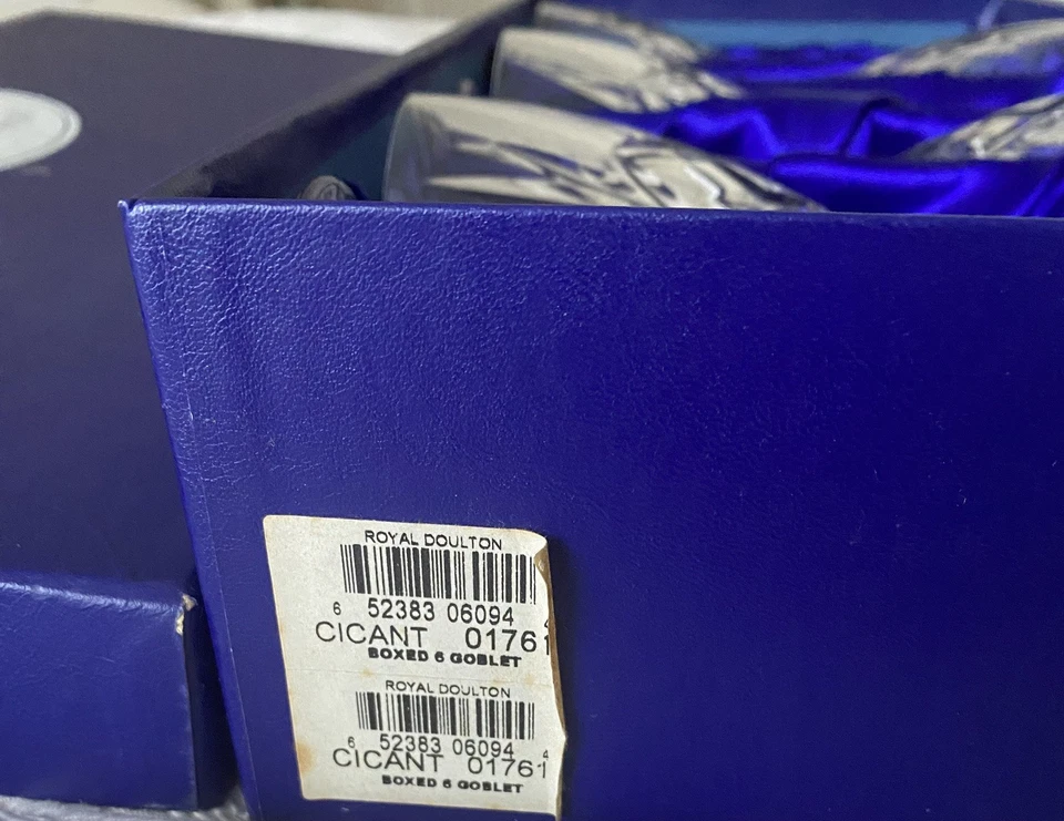 Royal Doulton Finest Crystal Set Of 6 Wine Goblets  - Image 3 of 3