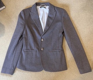 Esprit Womens Suit Blazer Jacket Lined smart Grey pinstripe size 10