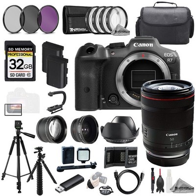 Canon EOS R7 + RF 50mm f/1.4 L VCM Lens +32GB+Ext Bat+9PC Filtr-MEGA Kit