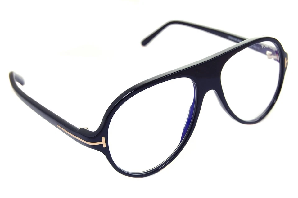 TOM FORD Blue Block Eyeglasses FT5012 001 Mens Large XL Pilot Frames BLACK GOLD - Image 2 of 4