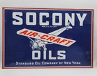 Vintage Socony Aircraft Oil Porcelain Enameled Metal Advertising Sign 18"X12"