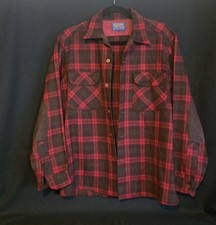 Vintage 70s Pendleton Board Shirt Red Brown USA Read Description