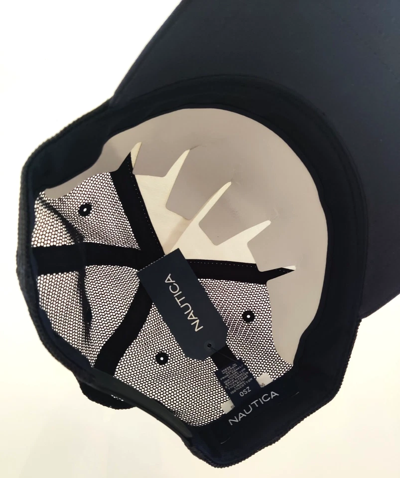 Nuevo con etiquetas Gorra Nautica Ajustable Talla Única Para Hombre Malla Negro Azul Marino Blanco Barco Foto 3 de 3