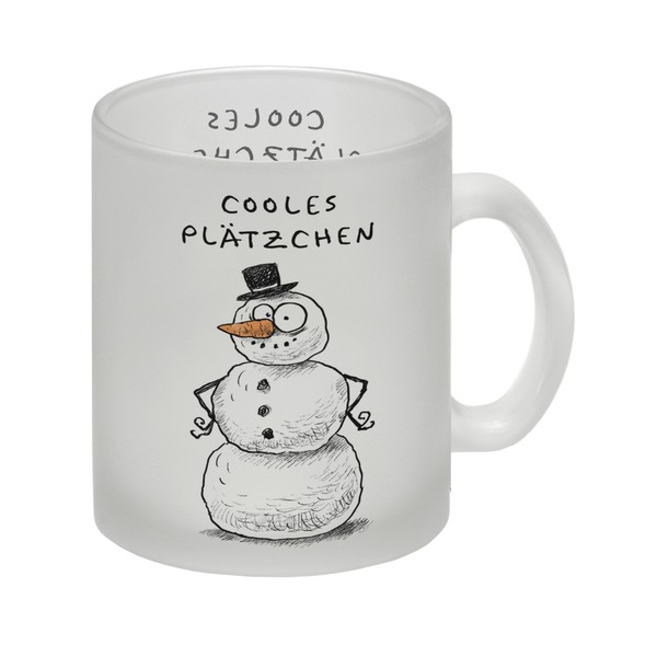 Schneemann Mit Hut Glas Tasse Mit Spruch Cooles PläTzchen-image