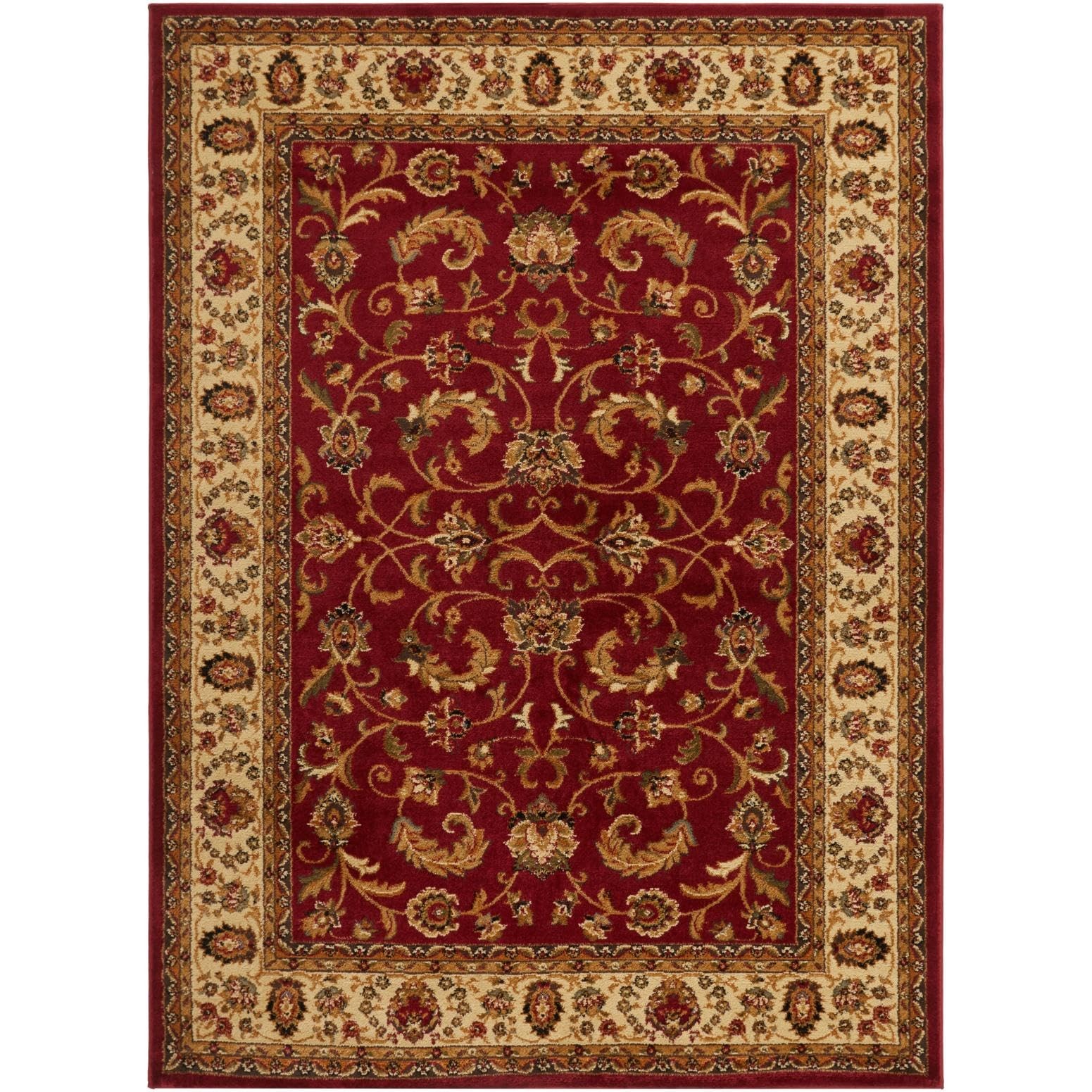 Royalty Elati Traditional Red Damask Area Rug 5x7 Feet Ornate Design