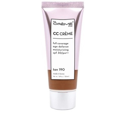 The Creme Shop CC Crème Full Coverage Moisturizing SPF 30 Age Defense Tan 190
