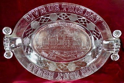 Atterbury Continental Platter Glass EAPG Bread Tray Give Us This Day 1875