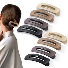 8 Pcs Large Lay Flat Claw Clips for Women French Side Slide Barrettes for Thi...