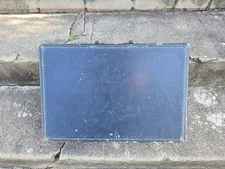 Vintage US Government Issue Briefcase Attache Marsden Blue Leather No 404 & Key