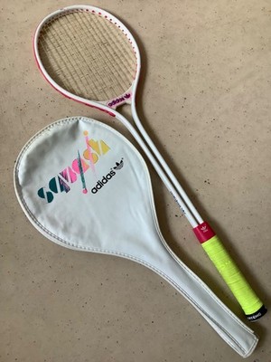 »adidas« 80/90er Jahre Vintage SQUASHSCHLÄGER mit TASCHE-Modell: TSR20-YOU & ME