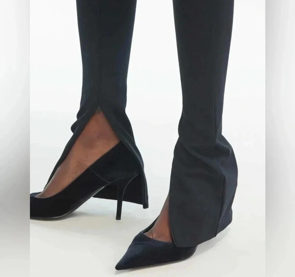 Armario.NYC Leggings Cremallera Lateral Azul Talla Pequeña Tiro Alto Elastizados Diseñador Pantalones Foto 2 de 2