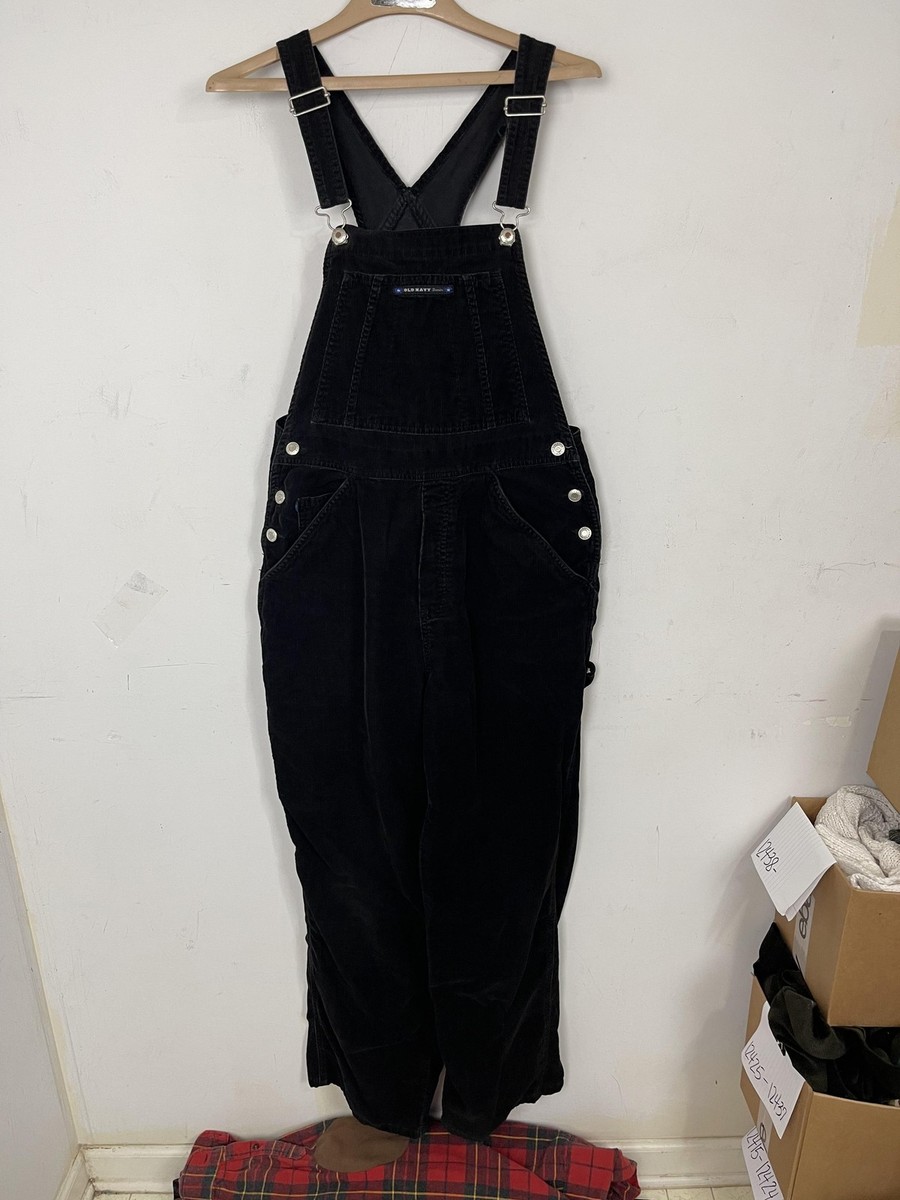 Old Navy Corduroy Overalls Women Medium Black Carpenter Utility