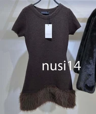 ZARA NEW WOMAN SHORT FAUX FUR KNIT DRESS BROWN S-XL 5755/126/700