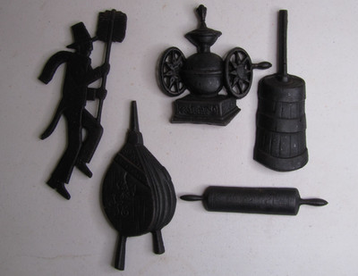 5 Vintage Black Cast Iron Plaques Kitchen Farmhouse Wall Decor