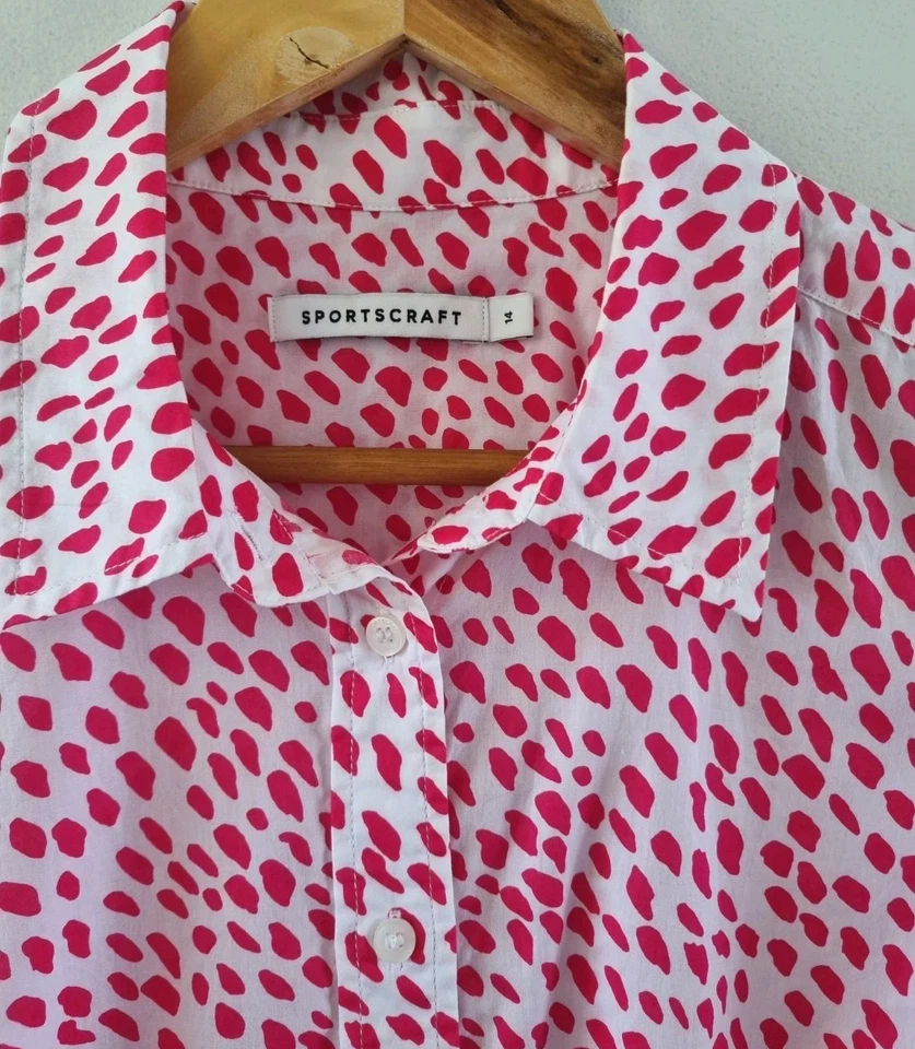 SPORTSCRAFT Dashed Lily Voile Shirt 100% Cotton Sz 14 EUC - image 4 of 4