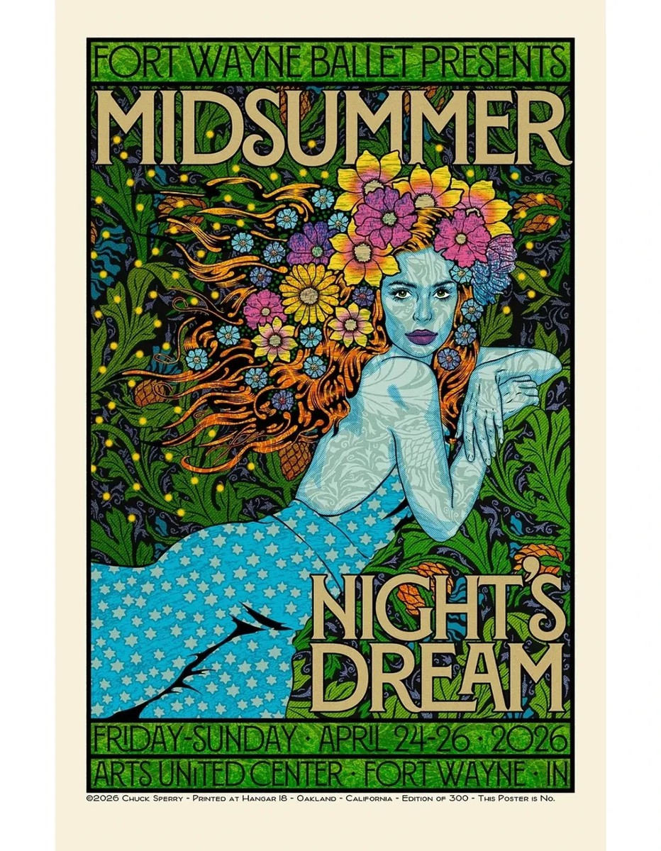 CHUCK SPERRY Midsummer Night's Dream Poster 2026 Fort Wayne Ballet
