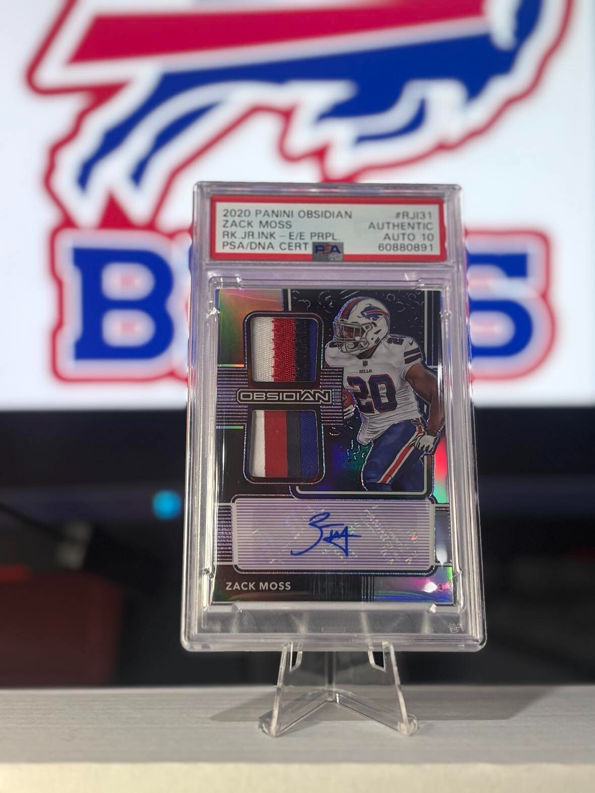 Zack Moss Panini Obsidian Rookie Jersey Ink #RJI31 Electric Etch-Green