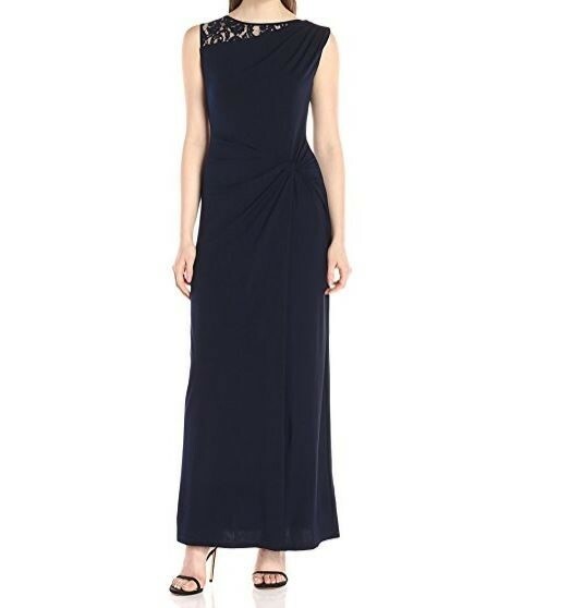 Ellen Tracy Womens Sleeveless Lace Insert Side Knot Formal Gown Dress Size 14 Ellen Tracy Womens Sleeveless Lace Insert Side Knot Formal Gown Dress Size 14