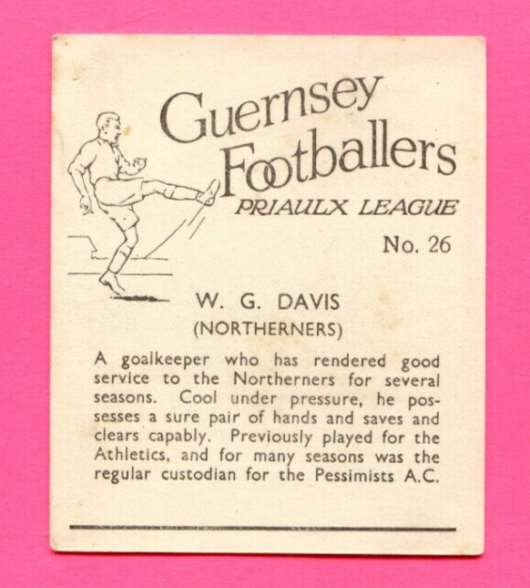 1938 BRITISH AMERICAN TOBACCO GUERNSEY FOOTBALLERS PRIAULX LEAGUE #26 W ...