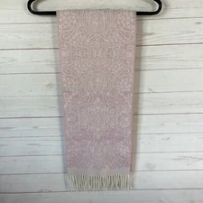 Womens Pink Floral Fringed Scarf Soft Acrylic Made In Germany Rectangle 52"x11"