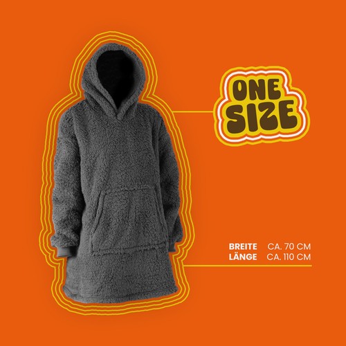 Kuschelhoodie Sherpa Fleece One Size Kapuzenpullover Kuscheldecke Fleece Flanell - Bild 2 von 21