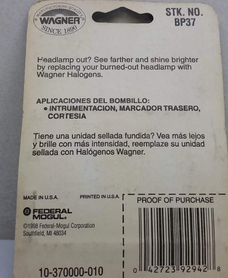 BP37 Wagner Lighting 2 Piezas 12 Voltios Bombillas Hechas en Estados Unidos Foto 3 de 3