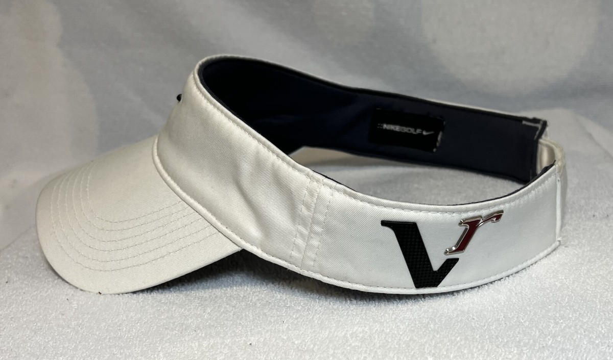 Nike Golf Performance Training Embroidered White Black Swoosh OS Unisex Visor Nike Dri Fit Visor Hat Mens White OS Adjustable Curved Brim  main image 2