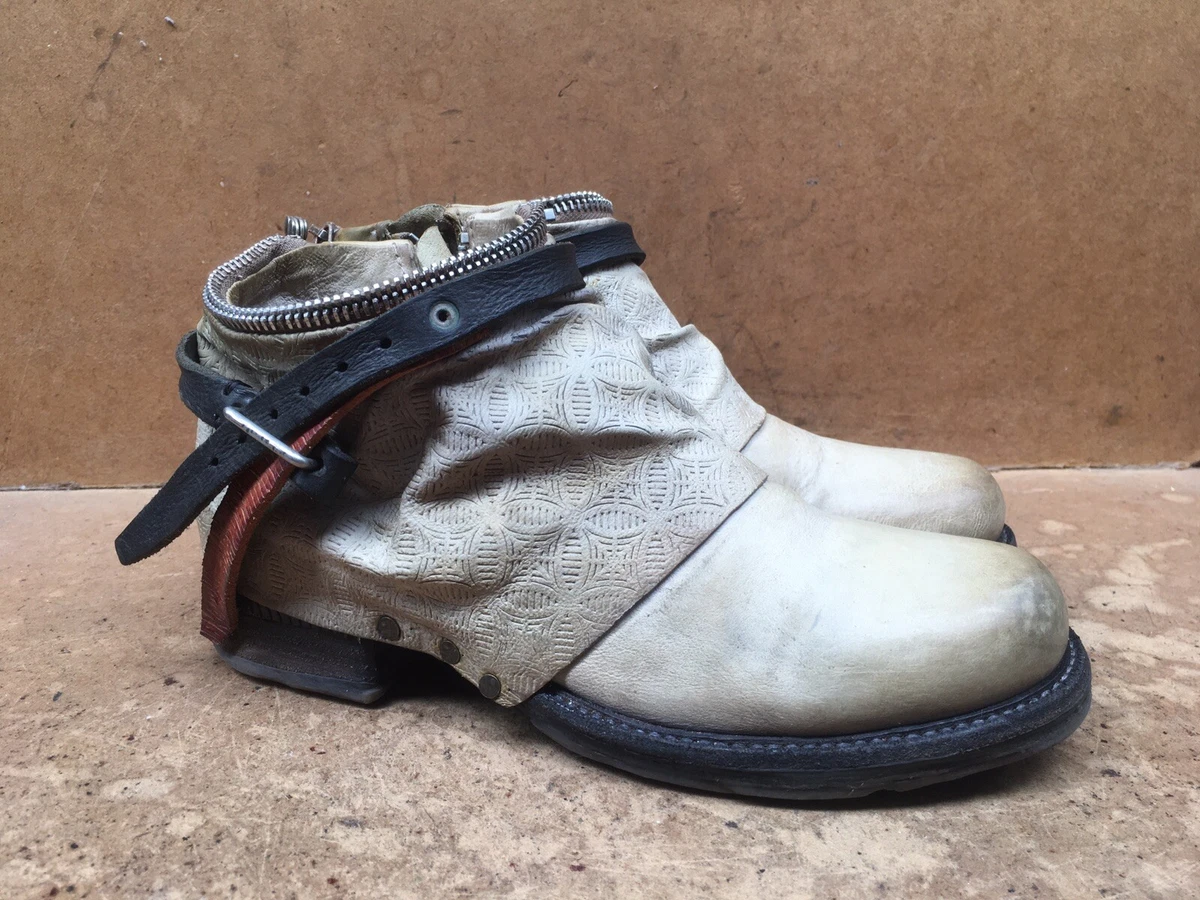 Cream top biker boots