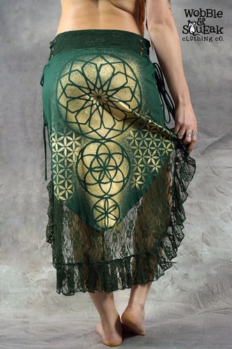 MANDALA FLOWER SKIRT Pixie Lace Hippy Boho Steampunk Bohemian Psytrance Festival - Picture 22 of 23