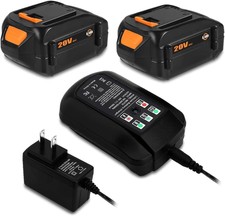 2 PACK 6.5Ah Battery and Charger Combo for WORX 20V Battery 2.0 Ah WA3520