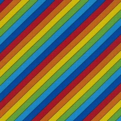 NUTEX Fat Quarter Rainbow Diagonal Stripes Cotton Quilting Sewing Fabric
