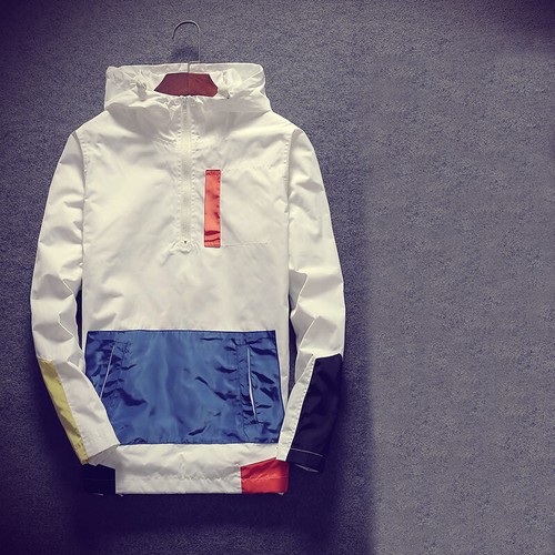 Men Hoodies Pullover Outwear Loose Pocket Hooded Sweatshirt Splice Jacket Casual - Picture 1 of 16