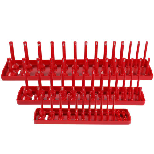 6 Socket Organizer Tray Rack Storage Holder Tool Set SAE 1/4" 3/8" 1/2" - Picture 2 of 8