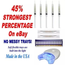 Professional 45% Bleaching Teeth Whitening Kit (5) Syringes (1) LED Blue Light