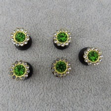 SPRING GREEN Rhinestones Shoe Charms Wristband Buttons Set of 5 Bling Luxury New