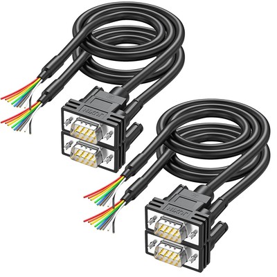 4Pack DB9 Connector to Bare Wire END D-SUB 9 pin RS232 Serial Extension Cable...