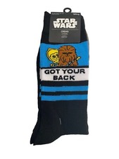 Star Wars Chewbacca C-3PO Crew Socks 2 Pair Size 6-12 High Point Design Fun Gift
