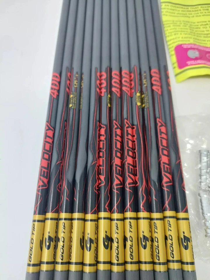 12pk Gold Tip Velocity 400 Uncut Carbon Arrow Shafts w/ Inserts & Nocks: VEL400S - Image 4 of 4