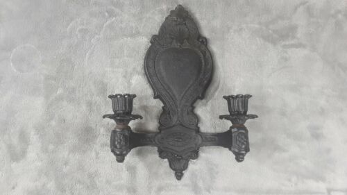 Vintage/Antique Cast Iron Double Arm Wall Sconce Taper Candlestick Holder  - Picture 1 of 12