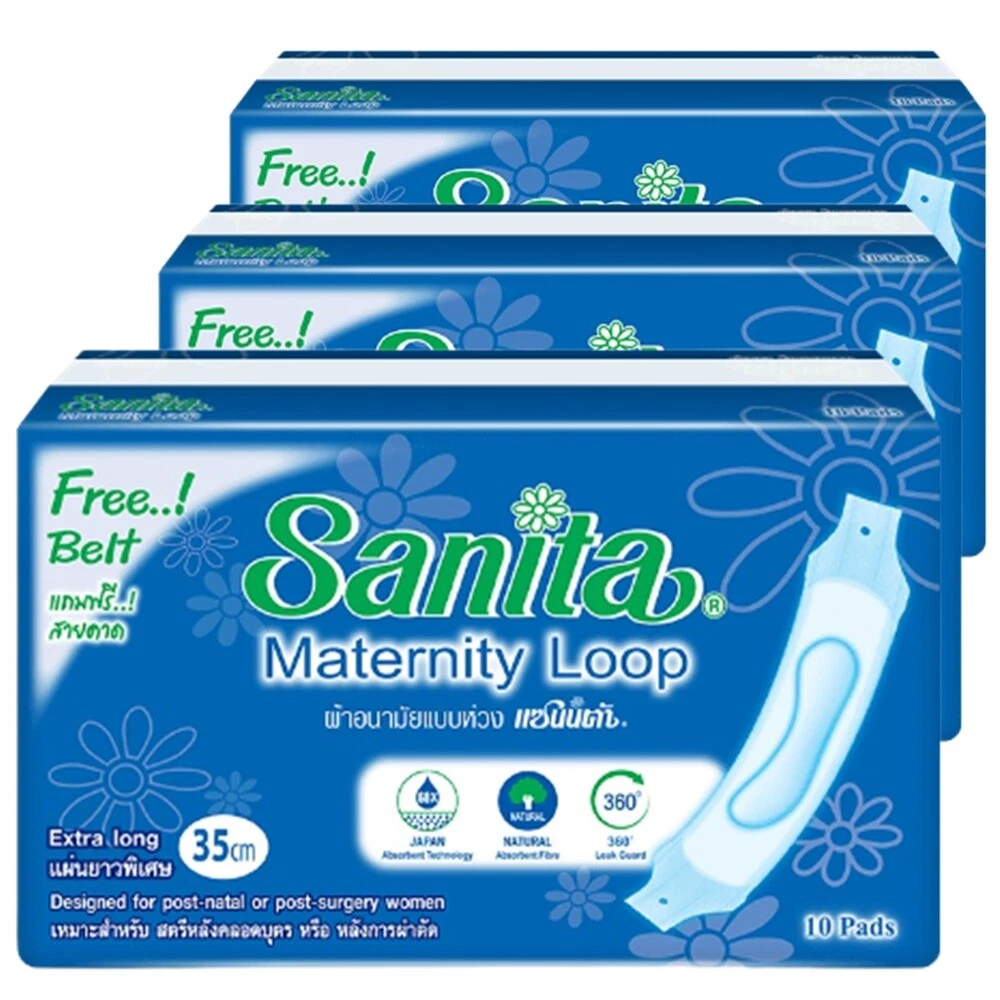 SANITARY NAPKINS Looped Extra Long 35 cm. Maternity Postpartum 30