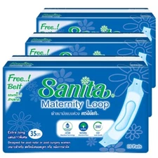 SANITARY NAPKINS Looped Extra Long 35 cm. Maternity Postpartum 30 Pads (3 Pack) 