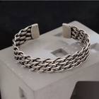 Solid Sterling Silver Mens Heavy Woven Torque Bangle Cuff Bracelet UK NEW